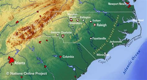 A map of the Mountains In North Carolina